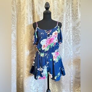 DAVI & DANI Navy Floral Romper/B082
